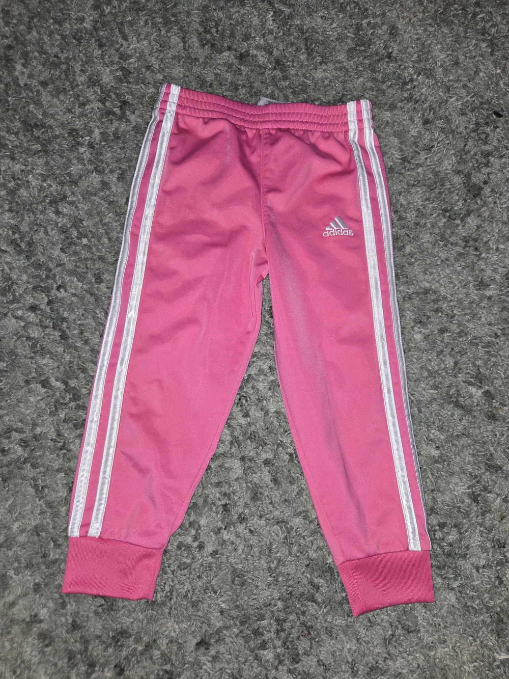 adidas Girls Pink Joggers with White Side Stripes